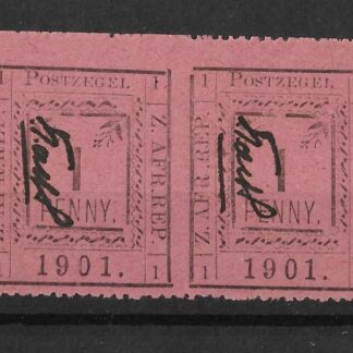 New Republic 1901 QV One Penny Imperf Pair SG 25m mint
