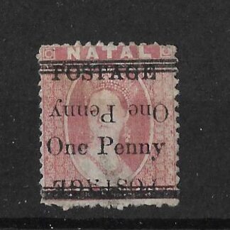 Natal 1877 QV One Penny overprint doubled SG 93c mint