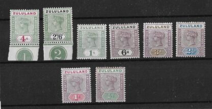 Zululand 1894 QV Half Penny to Four Shillings SG 20/27 mint
