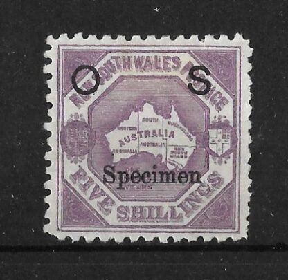 New South Wales 1890 QV Five Shillings Official SPECIMEN SG O49s mint