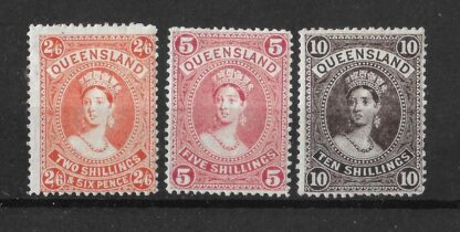 Queensland 1907 QV Two Shillings and Six Pence to Ten Shillings SG 309/311 mint