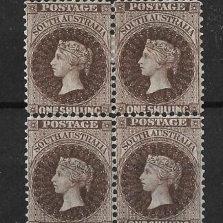South Australia 1876 QV One Shilling block SG 131 mint