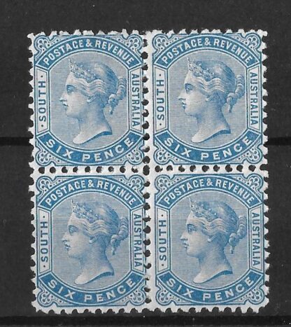 South Australia 1883 QV Six Pence block SG 185 mint