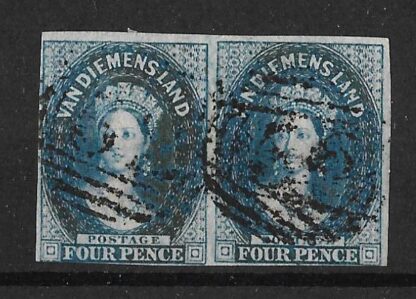 Tasmania 1855 QV Four Pence pair SG 18 used