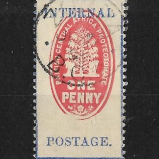 BCA/Nyasaland 1898 Cheque stamp with control SG 57 used