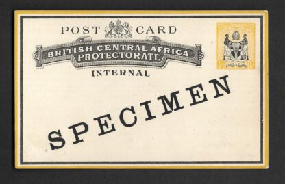 BCA/Nyasaland Half Penny Internal Post card mint unused overprinted Specimen