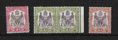 BCA/Nyasaland 1901 EVII One Penny to Six Pence SG 57d/58 mint