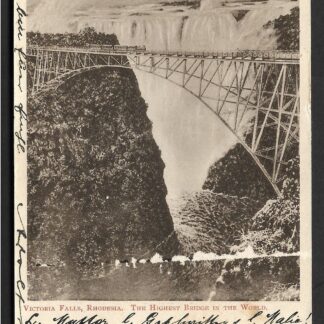 Rhodesia 1908 Picture Postcard Victoria Falls Bridge sent to Germany HG 11a