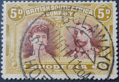 Rhodesia Double Head Five Pence with BULAWAYO (DCAJ) CTO postmark