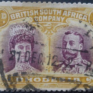 Rhodesia Double Head Three Pence Short Gash pos 8 used
