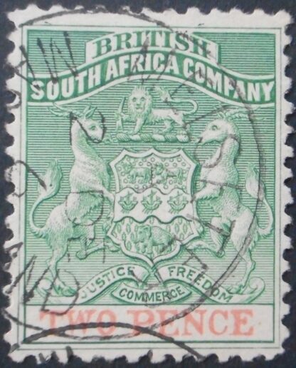 Rhodesia 1892 Two Pence with MELSETTER Day Month Code A (SC) postmark
