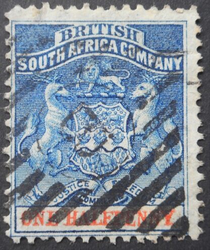 Rhodesia 1892 HalfPenny with Barred Diamond B (Bulawayo) postmark