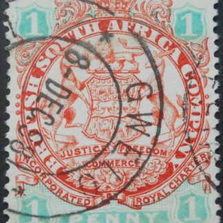 Rhodesia 1896 One Penny with GWELO stars (DC) postmark