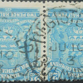 Rhodesia 1898 Two and a Halfpence pair with REGISTERED BULAWAYO (SC) postmark