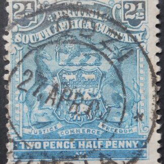Rhodesia 1898 Two and a Halfpence with ODZI (DC) postmark