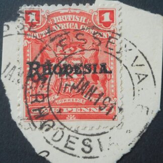Rhodesia 1909 One Penny with ESSEXVALE (DC) postmark