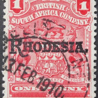 Rhodesia 1909 One Penny with NELLY MINE (DC) postmark