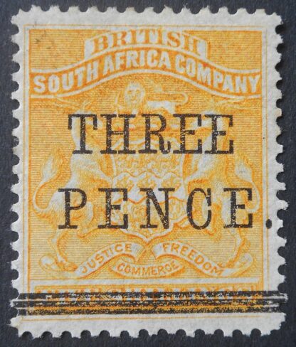 Rhodesia 1896 Three Pence provisional overprint SG 53 mint