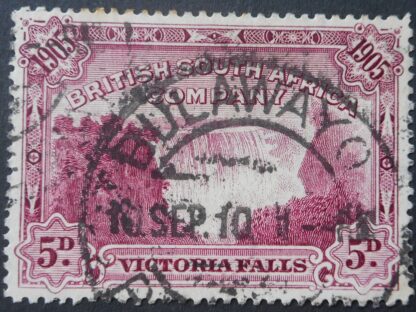 Rhodesia 1905 Falls Five Pence with BULAWAYO (DCAJ) postmark