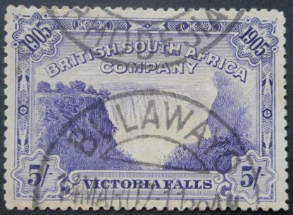 Rhodesia 1905 Falls Five Shillings with BULAWAYO (DCAJ) postmark