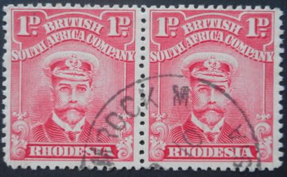 Rhodesia Admiral One Penny pair with SHAMROCK M (Skeleton) postmark