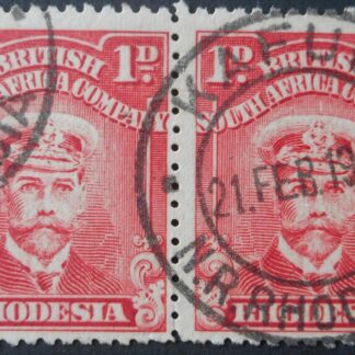 Rhodesia Admiral One Penny pair with KAFUE (DC) postmark