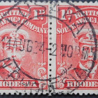 Rhodesia Admiral One Penny pair with LUSAKA Blank after hour (DCA) postmark