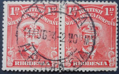Rhodesia Admiral One Penny pair with LUSAKA Blank after hour (DCA) postmark