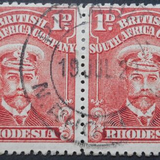 Rhodesia Admiral One Penny pair with PETAUKE (DC) postmark