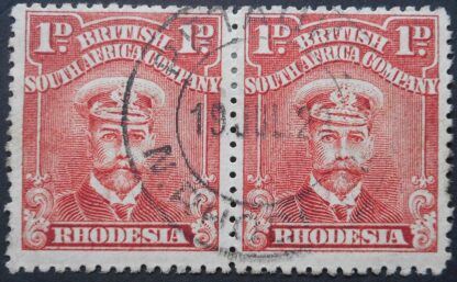 Rhodesia Admiral One Penny pair with PETAUKE (DC) postmark
