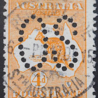 Australia 1913 Four Pence Kangaroo Official with PERTH postmark