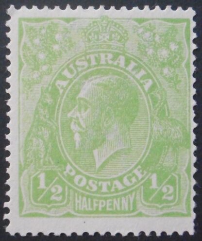 Australia 1916 GV HalfPenny Yellow Green (Single watermark) SG 20c mint