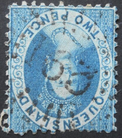 Queensland 1868 Two Pence with Barred 163 postmark