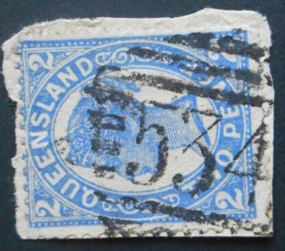 Queensland 1897 Two Pence with Barred 534 postmark