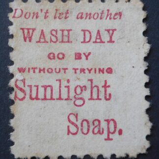 New Zealand 1893 One Penny p10 with Wash Day Go By Sunlight Soap advert SG 218l used