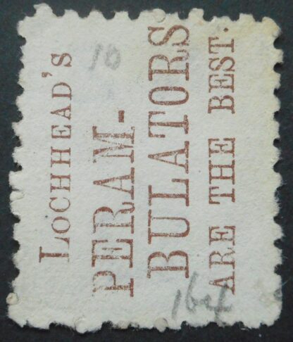 New Zealand 1893 Two Pence p10 with Lochhead's Perambulator's advert SG 219i used
