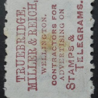New Zealand 1893 Two Pence p10 with Truebridge Miller Reich advert SG 219i used