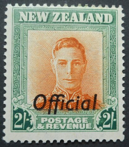 New Zealand 1947 Two Shillings (watermark sideways) Official SG O158 mint
