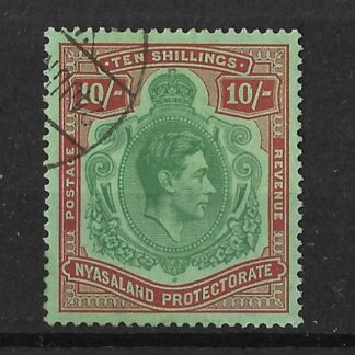 Nyasaland 1938 GVI Ten Shillings SG 142 fine used
