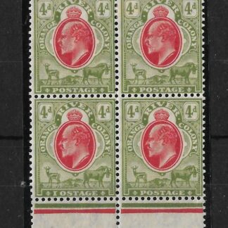 Orange River Colony 1905 ED VII Four Pence block with flaw SG 150a mint