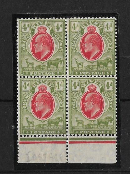 Orange River Colony 1905 ED VII Four Pence block with flaw SG 150a mint
