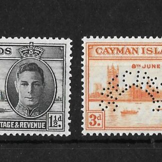 Cayman Islands 1946 GVI Victory set Specimen SG 127s/128s unmounted mint