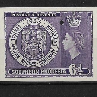 Southern Rhodesia 1953 Rhodes Centenary Exhibition Punch Proof Imperf mint