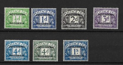Southern Rhodesia 1951 Postage Due set including Four Pence Grey-Green unmounted mint