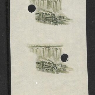 Southern Rhodesia 1937 GVI Coronation Waterlow punched proof pair of Vignette