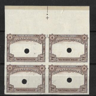 Southern Rhodesia 1935 GV Victoria Falls plate proofs full design block unmounted mint