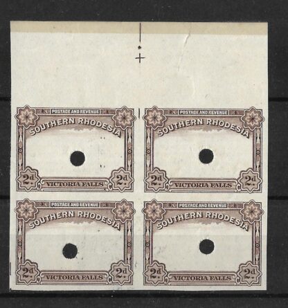 Southern Rhodesia 1935 GV Victoria Falls plate proofs frame only block unmounted