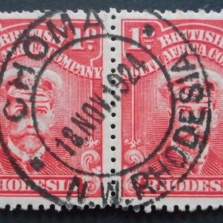 Rhodesia Admiral One Penny pair with CHOMA (DC) postmark