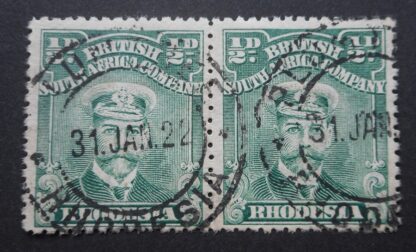 Rhodesia Admiral HalfPenny pair with PLUMTREE (DC) postmark