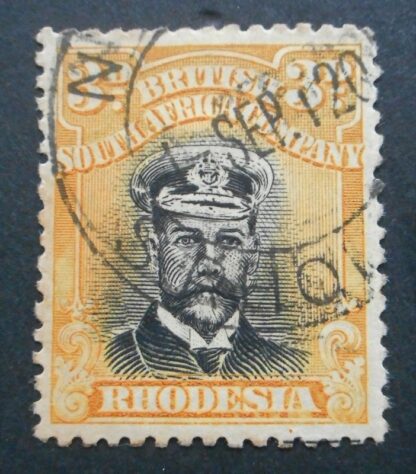 Rhodesia Admiral Die IIIB Three Pence with NYSON Code I before 2 dy (DC) postmark